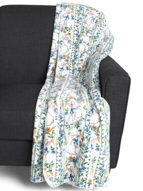SHABBY CHIC bunny belfort stripe whipstitch reversible throw